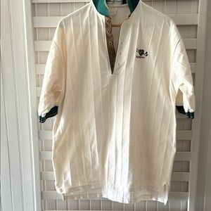 Elegant Cream Polo Shirt with Green Accents